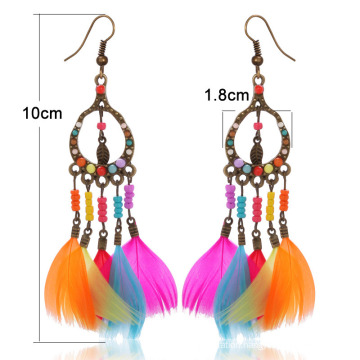 Colorful Feather Pendant Earring
